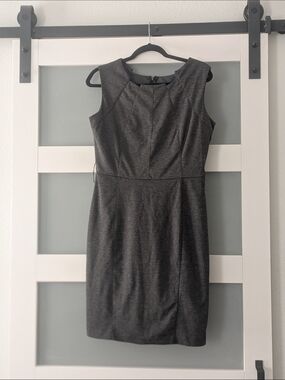 Classic Sleeveless Sheath Dress in Charcoal Gray